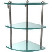  Three Tier Corner Glass Shelf, Satin Nickel