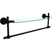  Retro Dot Collection 18 Inch Glass Vanity Shelf with Integrated Towel Bar, Matte Black