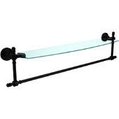  Retro Dot Collection 24 Inch Glass Vanity Shelf with Integrated Towel Bar, Matte Black