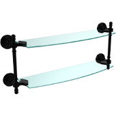 Retro Dot Collection 18 Inch Two Tiered Glass Shelf, Matte Black