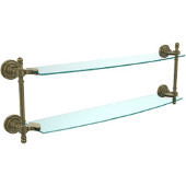 Retro-Dot Collection 24'' Double Glass Shelf, Premium Finish, Antique Brass