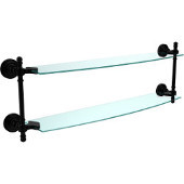  Retro Dot Collection 24 Inch Two Tiered Glass Shelf, Matte Black