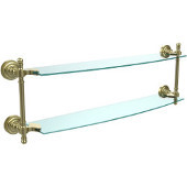  Retro-Dot Collection 24'' Double Glass Shelf, Premium Finish, Satin Brass