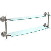  Retro-Dot Collection 24'' Double Glass Shelf, Premium Finish, Satin Nickel