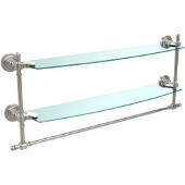  Retro-Dot Collection 24'' Double Glass Shelf w/Towel Bar, Premium Finish, Polished Nickel