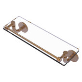  Remi Collection 16'' Glass Vanity Shelf with Gallery Rail in Brushed Bronze, 16'' W x 5'' D x 4'' H
