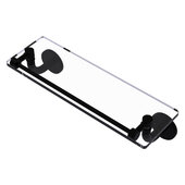  Remi Collection 16'' Glass Vanity Shelf with Gallery Rail in Matte Black, 16'' W x 5'' D x 4'' H