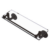  Remi Collection 16'' Glass Vanity Shelf with Gallery Rail in Oil Rubbed Bronze, 16'' W x 5'' D x 4'' H