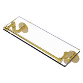  Remi Collection 16'' Glass Vanity Shelf with Gallery Rail in Polished Brass, 16'' W x 5'' D x 4'' H