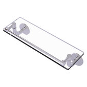  Remi Collection 16'' Glass Vanity Shelf with Gallery Rail in Polished Chrome, 16'' W x 5'' D x 4'' H
