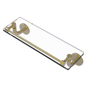  Remi Collection 16'' Glass Vanity Shelf with Gallery Rail in Satin Brass, 16'' W x 5'' D x 4'' H