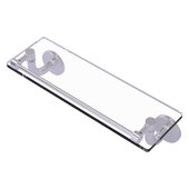  Remi Collection 16'' Glass Vanity Shelf with Gallery Rail in Satin Chrome, 16'' W x 5'' D x 4'' H