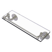  Remi Collection 16'' Glass Vanity Shelf with Gallery Rail in Satin Nickel, 16'' W x 5'' D x 4'' H