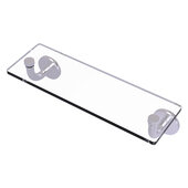  Remi Collection 16'' Glass Vanity Shelf with Beveled Edges in Satin Chrome, 16'' W x 5'' D x 4'' H