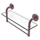  Remi Collection 16'' Glass Vanity Shelf with Integrated Towel Bar in Antique Copper, 16'' W x 5'' D x 8'' H