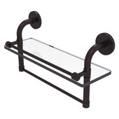  Remi Collection 16'' Gallery Glass Shelf with Towel Bar in Antique Bronze, 16'' W x 5'' D x 8'' H