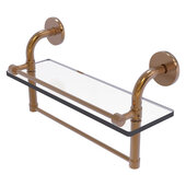  Remi Collection 16'' Gallery Glass Shelf with Towel Bar in Brushed Bronze, 16'' W x 5'' D x 8'' H