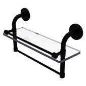  Remi Collection 16'' Gallery Glass Shelf with Towel Bar in Matte Black, 16'' W x 5'' D x 8'' H