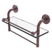  Remi Collection 16'' Gallery Glass Shelf with Towel Bar in Antique Copper, 16'' W x 5'' D x 8'' H