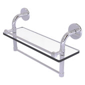  Remi Collection 16'' Gallery Glass Shelf with Towel Bar in Polished Chrome, 16'' W x 5'' D x 8'' H