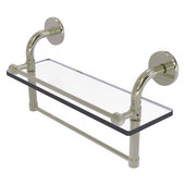  Remi Collection 16'' Gallery Glass Shelf with Towel Bar in Polished Nickel, 16'' W x 5'' D x 8'' H