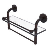  Remi Collection 16'' Gallery Glass Shelf with Towel Bar in Venetian Bronze, 16'' W x 5'' D x 8'' H