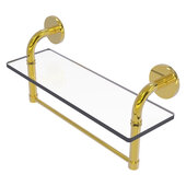  Remi Collection 16'' Glass Vanity Shelf with Integrated Towel Bar in Polished Brass, 16'' W x 5'' D x 8'' H
