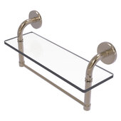  Remi Collection 16'' Glass Vanity Shelf with Integrated Towel Bar in Antique Pewter, 16'' W x 5'' D x 8'' H
