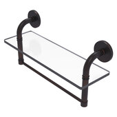  Remi Collection 16'' Glass Vanity Shelf with Integrated Towel Bar in Venetian Bronze, 16'' W x 5'' D x 8'' H