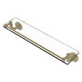  Remi Collection 22'' Glass Vanity Shelf with Gallery Rail in Unlacquered Brass, 22'' W x 5'' D x 4'' H