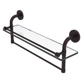  Remi Collection 22'' Gallery Glass Shelf with Towel Bar in Antique Bronze, 22'' W x 5'' D x 8'' H