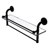  Remi Collection 22'' Gallery Glass Shelf with Towel Bar in Matte Black, 22'' W x 5'' D x 8'' H