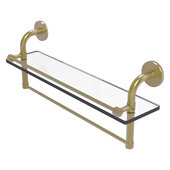  Remi Collection 22'' Gallery Glass Shelf with Towel Bar in Satin Brass, 22'' W x 5'' D x 8'' H