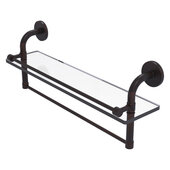  Remi Collection 22'' Gallery Glass Shelf with Towel Bar in Venetian Bronze, 22'' W x 5'' D x 8'' H