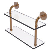  Remi Collection 16'' Two Tiered Glass Shelf in Brushed Bronze, 16'' W x 5'' D x 11'' H