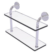  Remi Collection 16'' Two Tiered Glass Shelf in Polished Chrome, 16'' W x 5'' D x 11'' H