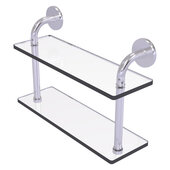  Remi Collection 16'' Two Tiered Glass Shelf in Satin Chrome, 16'' W x 5'' D x 11'' H