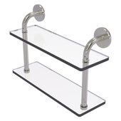  Remi Collection 16'' Two Tiered Glass Shelf in Satin Nickel, 16'' W x 5'' D x 11'' H