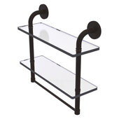  Remi Collection 16'' Two Tiered Glass Shelf with Integrated Towel Bar in Oil Rubbed Bronze, 16'' W x 5'' D x 14'' H