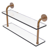  Remi Collection 22'' Two Tiered Glass Shelf in Brushed Bronze, 22'' W x 5'' D x 11'' H