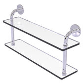  Remi Collection 22'' Two Tiered Glass Shelf in Polished Chrome, 22'' W x 5'' D x 11'' H