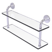  Remi Collection 22'' Two Tiered Glass Shelf in Satin Chrome, 22'' W x 5'' D x 11'' H