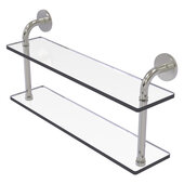  Remi Collection 22'' Two Tiered Glass Shelf in Satin Nickel, 22'' W x 5'' D x 11'' H