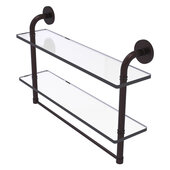  Remi Collection 22'' Two Tiered Glass Shelf with Integrated Towel Bar in Antique Bronze, 22'' W x 5'' D x 14'' H