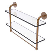  Remi Collection 22'' Two Tiered Glass Shelf with Integrated Towel Bar in Brushed Bronze, 22'' W x 5'' D x 14'' H
