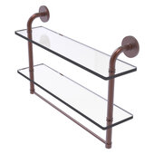  Remi Collection 22'' Two Tiered Glass Shelf with Integrated Towel Bar in Antique Copper, 22'' W x 5'' D x 14'' H