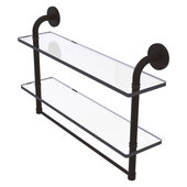  Remi Collection 22'' Two Tiered Glass Shelf with Integrated Towel Bar in Oil Rubbed Bronze, 22'' W x 5'' D x 14'' H