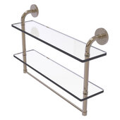  Remi Collection 22'' Two Tiered Glass Shelf with Integrated Towel Bar in Antique Pewter, 22'' W x 5'' D x 14'' H
