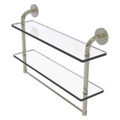  Remi Collection 22'' Two Tiered Glass Shelf with Integrated Towel Bar in Polished Nickel, 22'' W x 5'' D x 14'' H