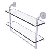  Remi Collection 22'' Two Tiered Glass Shelf with Integrated Towel Bar in Satin Chrome, 22'' W x 5'' D x 14'' H